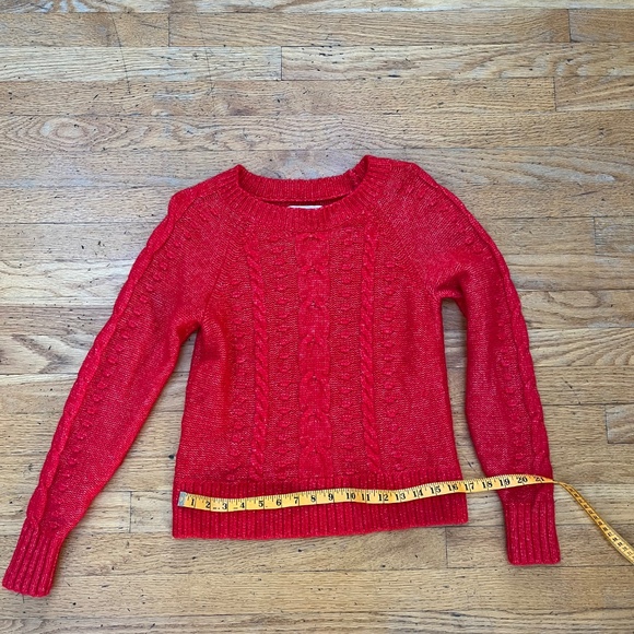 LOFT Red Cable Knit Sweater, Size S - Picture 8 of 13